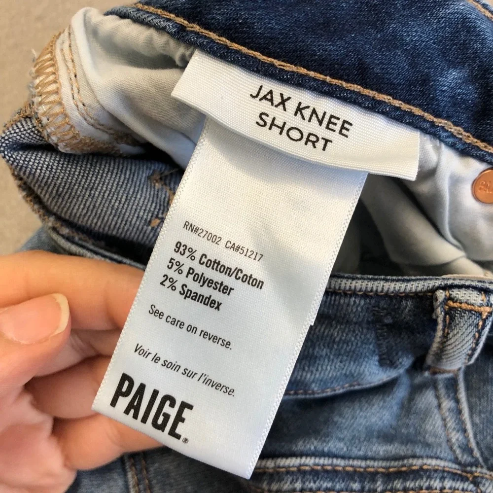 Paige Jax Knee Shorts Womens 26 2 Blue Denim Stretch Distressed Mid Rise‎